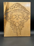 Mystic Mushroom Skull — Laser-Engraved Wood Sign (8" x 10")