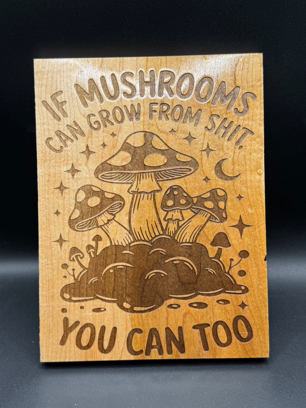 Wooden Mushroom sign (6" x 8")