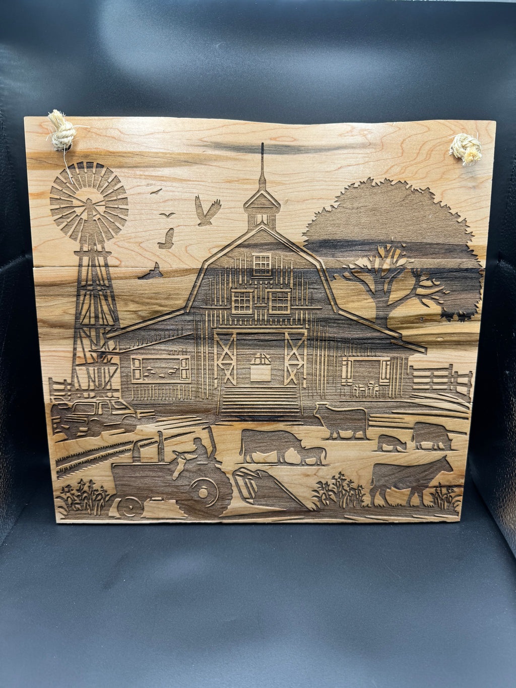 Wooden Farm scene Sign (13" x 12 1/4")