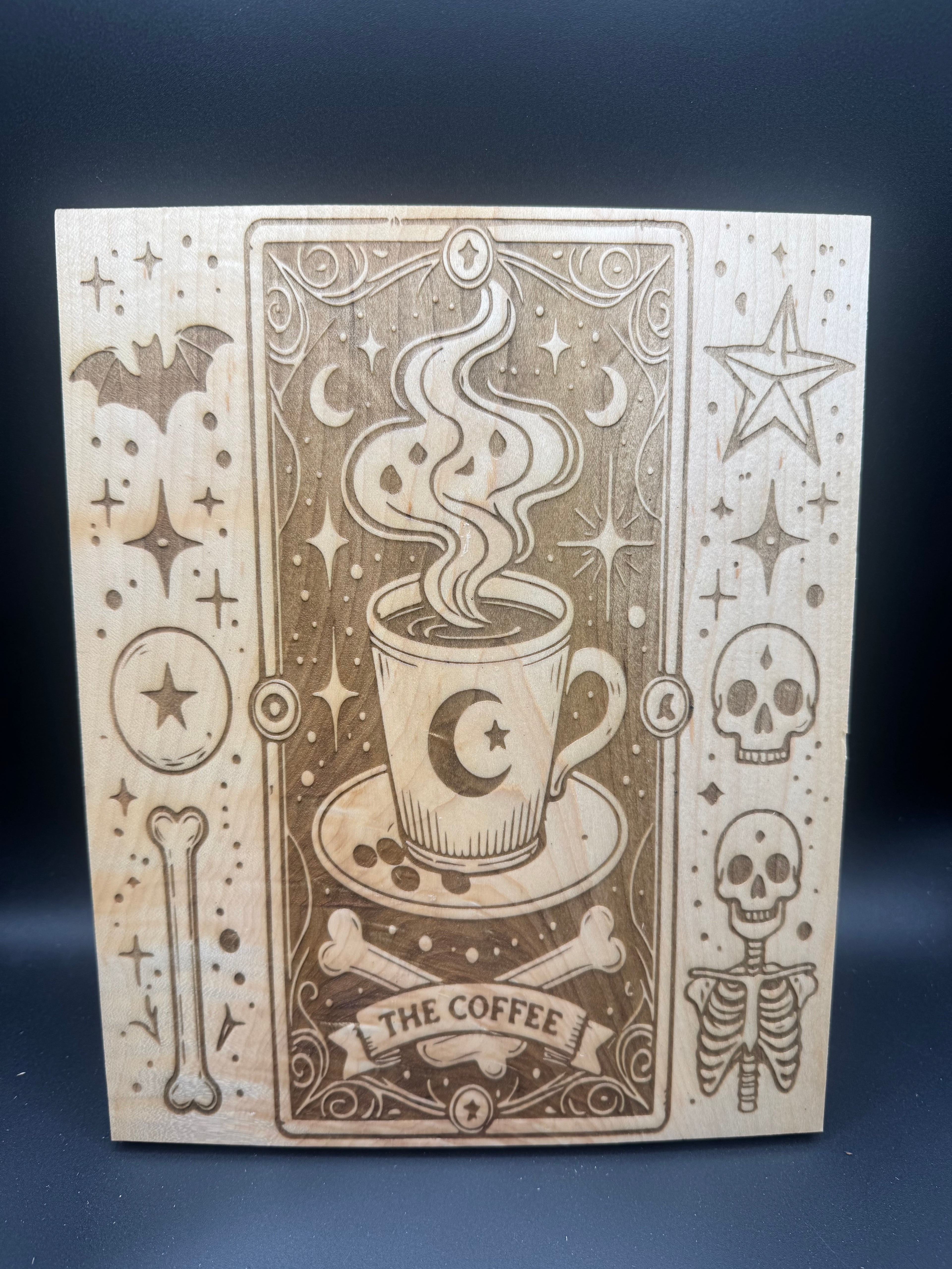 The Coffee - Tarot Card Laser Engraved Wood Sign (8" x 10")