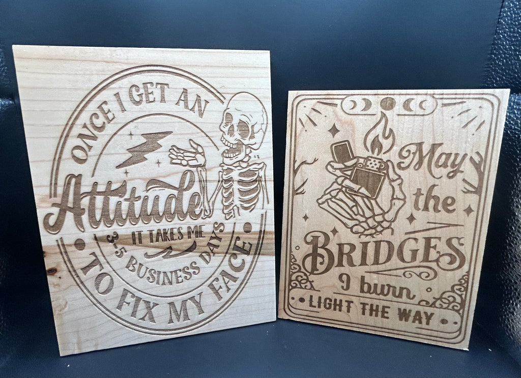 Set of Skeleton engraved Signs  (7" X 9 1/4")+(6" X 8")
